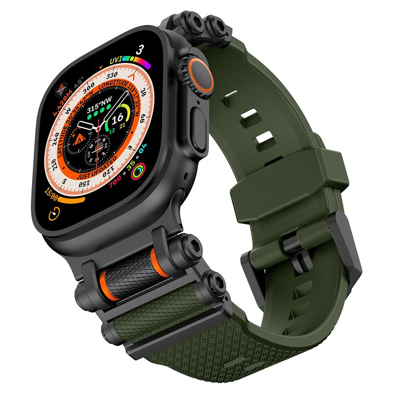 Urrem til apple watch ultra 2 remme 49 46 45 44 42mm holdbart metalstikrem til iwatch  s10 9 8 7 tpu sportarmbånd: Xxl / Lyserød grøn