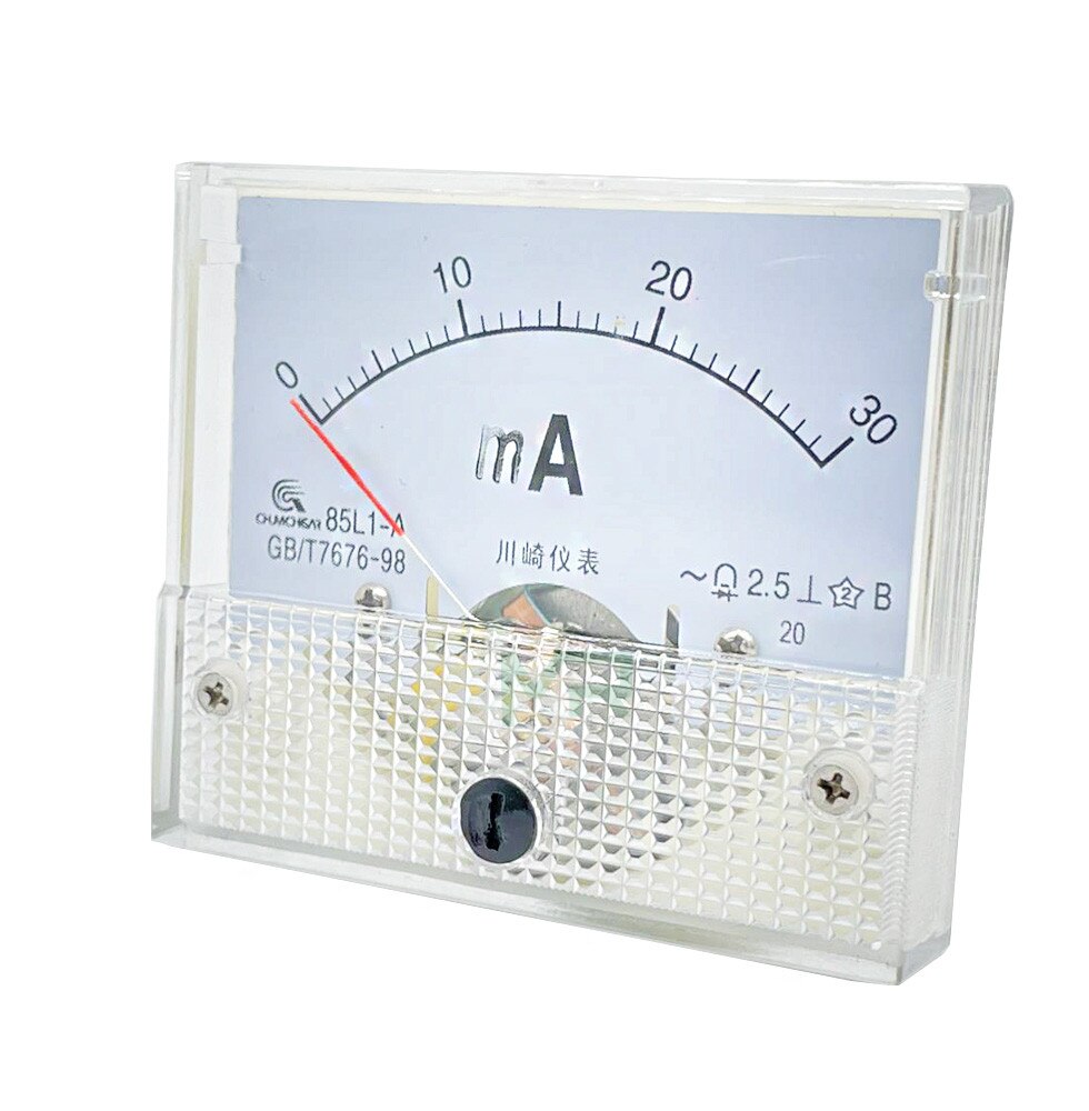 Panel Amperímetro analógico 85L1-mA AC puntero 1mA 2mA 3mA 5mA 10mA 20mA 30mA 50mA 100mA 150mA 150mA 200mA 300mA 500mA