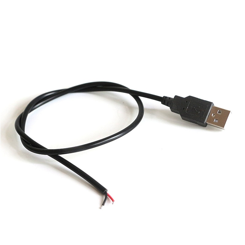 Cable USB de 50CM y 100CM conector para línea de LED, 2 pines, Conector de Cable de conexión de alimentación para cinta de LED DC5V de Color único