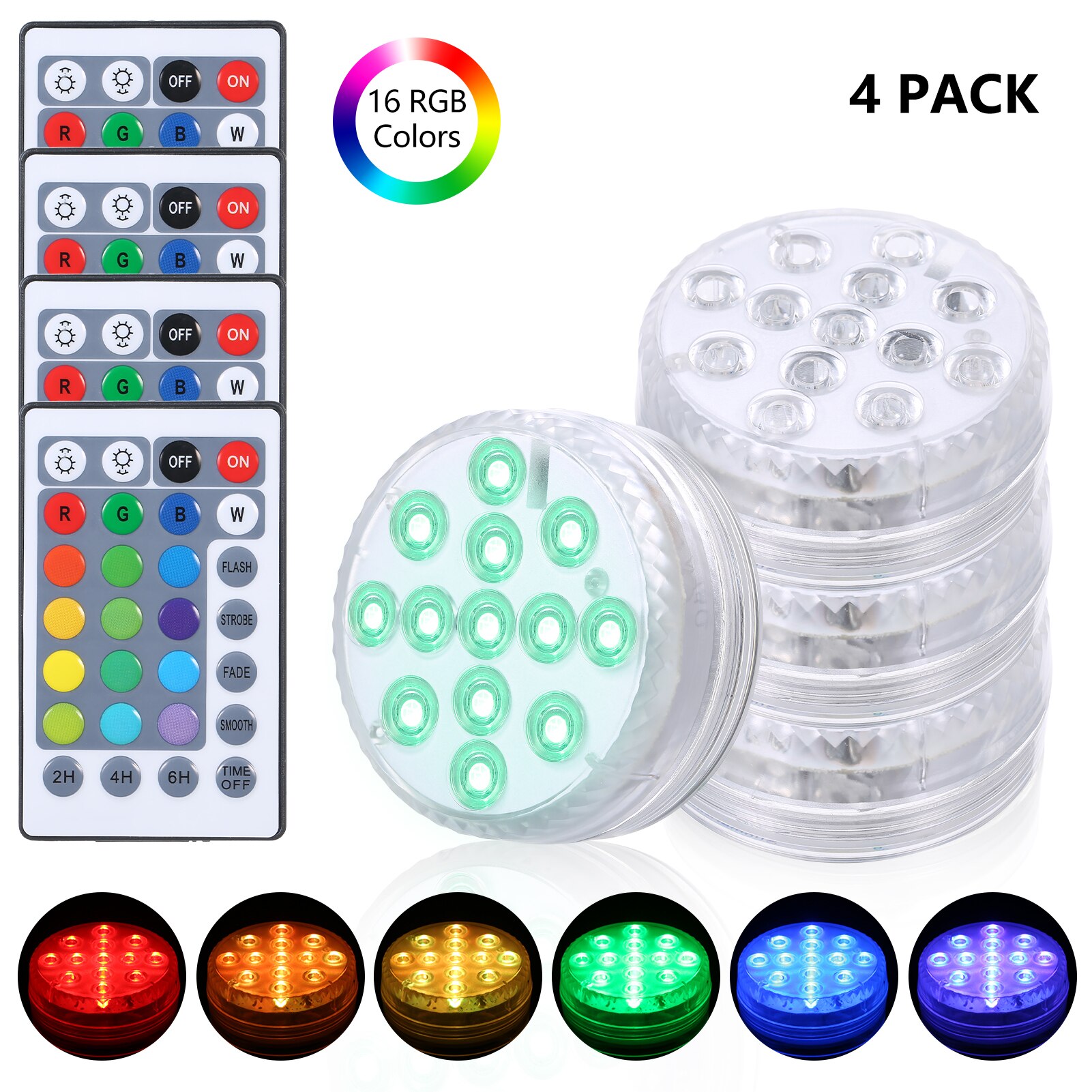 16 Colors Submersible Led Lights With Magnet and Suction Cup Pond Fountain Underwater LED Night Light for Vase,Fishtank