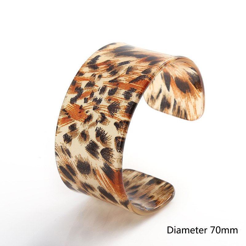 De de carey brazalete acrílico brazaletes anchos pulsera para las mujeres Vintage resina ronda leopardo joyas de boda de última de una pieza: 025