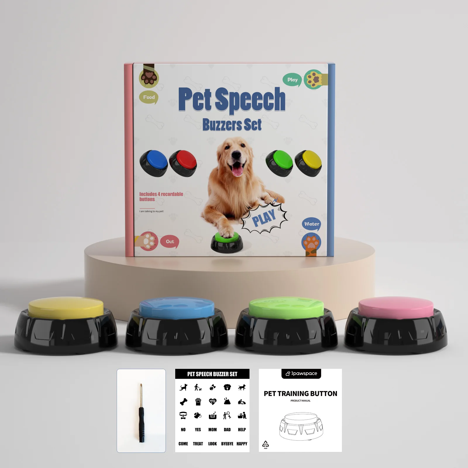 Trainingsknoppen voor huisdieren Opneembaar pratend speelgoed voor huisdieren Interactief speelgoed voor huisdieren Spraakknoppen Spraakknop voor honden van alle maten