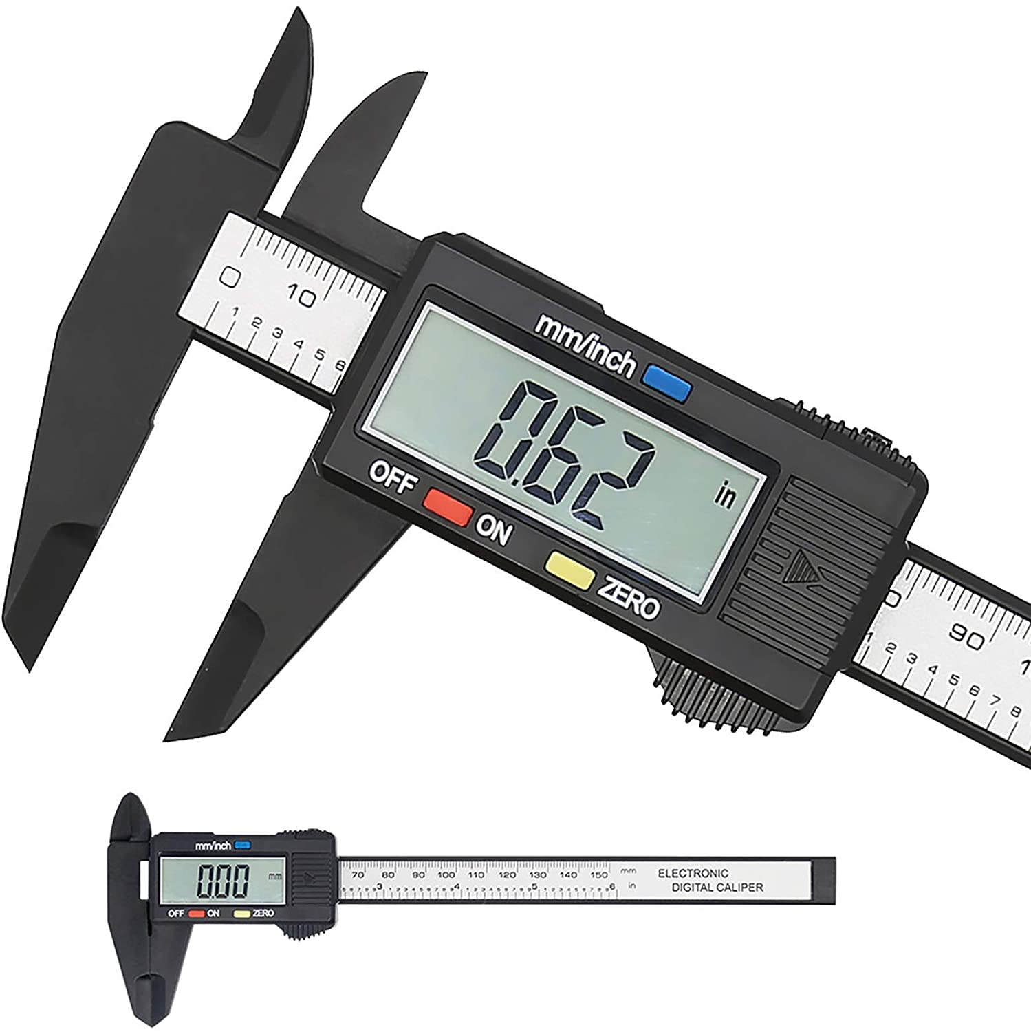Electronic Digital Caliper 0-150 mm Plastic Vernier Caliper Measuring Tool with Inch/Millimeter Conversion Micrometer Ruler