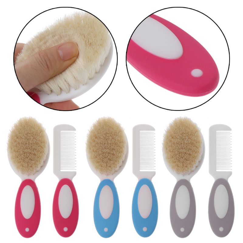 2pcs Portable Soft Newborn Baby Hair Brush Baby Kids Comb Child Hairbrush Sets Boys Girls Head Massager