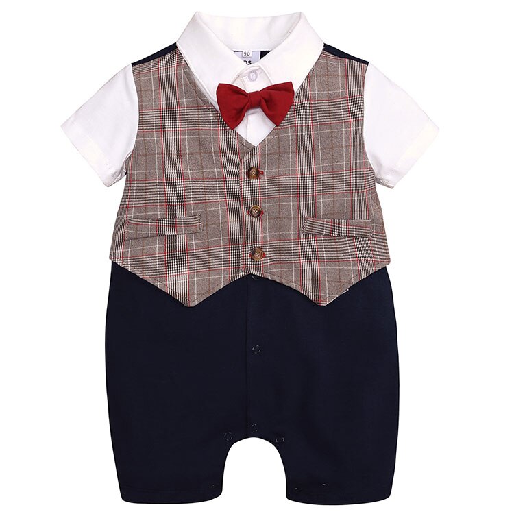 Barboteuse d'été en coton à manches courtes pour bébé garçon, vêtement à la pour enfant en bas âge: Red / 6M