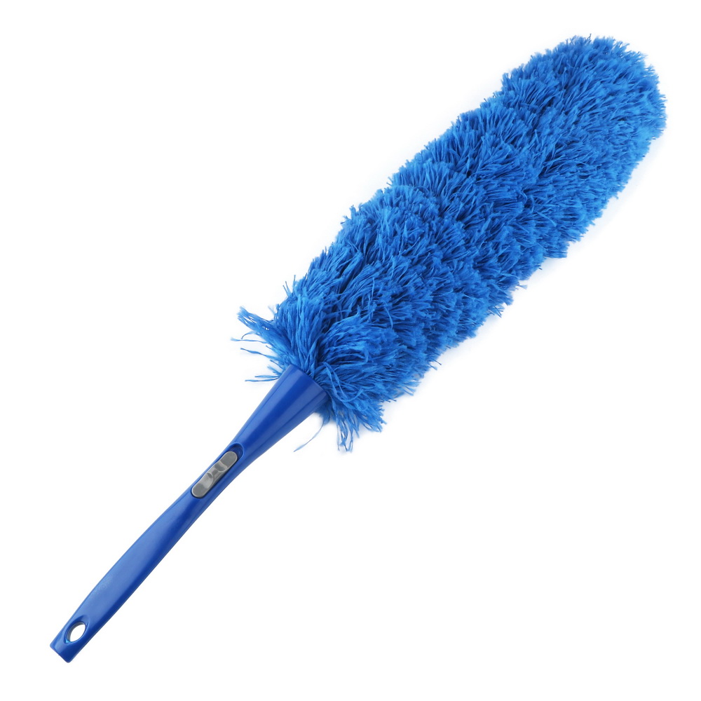 Espanador de pó de microfibra escova de poeira dobrável espanadores coletor de poeira punho longo para o carro de móveis limpo 4 cores lavável: Azul