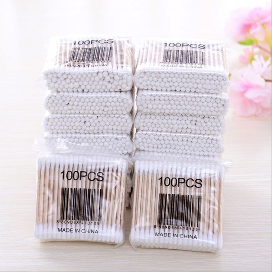 10*100 pièces coton-tige bambou coton-tige Micro brosses oreille bâtons réutilisable coton-tige ouate bâtons en bois oreilles outils de nettoyage