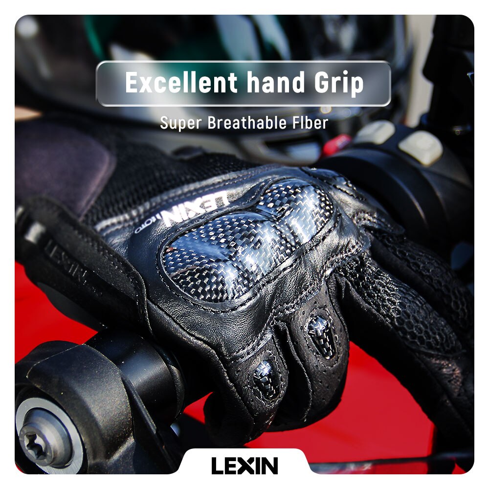 Lexin Summer Gloves Men for Motorcycle Breathable &amp;Hard Knuckle Hand Protection Touchscreen Riding Gloves Moto Cycling