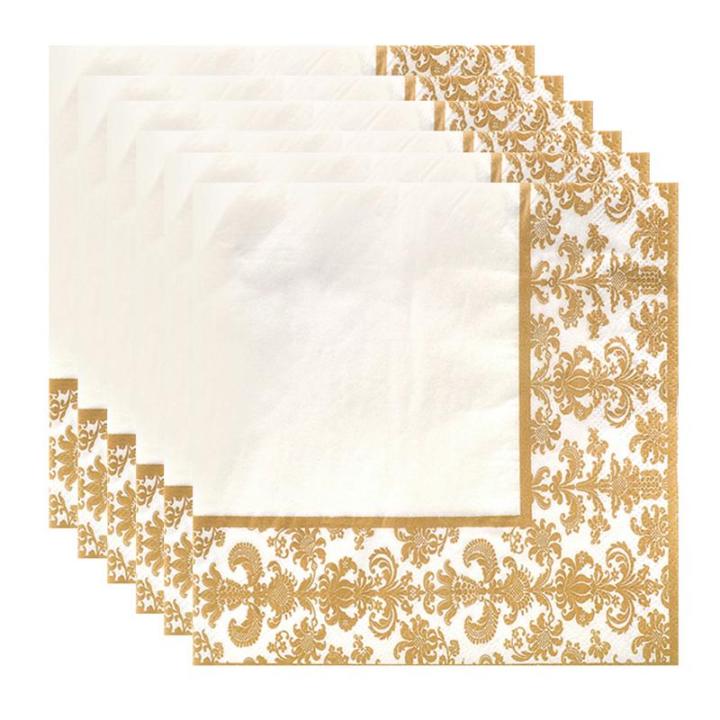Serviettes jetables et légères en tissu 100 pièces | Pratique, imprimé doré, Restaurant, hôtel maison: Default Title