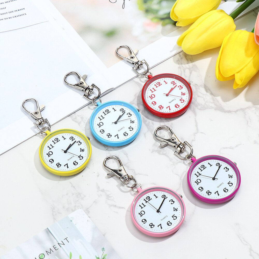 1 stk minimalistisk kvarts lommeur for sykepleier ultratynt åpent ansikt sykepleier klokker bærbar unisex nøkkel spenne anheng klokke