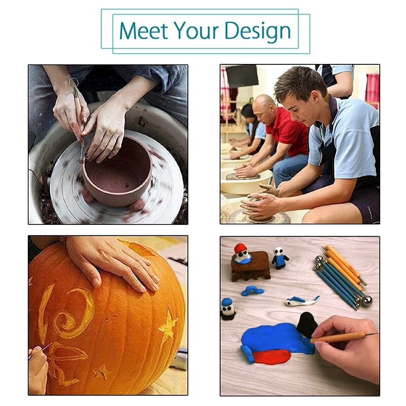 33Pcs Ceramic Clay Tools Set Polymer Clay Tools Pottery Tools Set Wooden Pottery Sculpting Clay Cleaning Tool Set