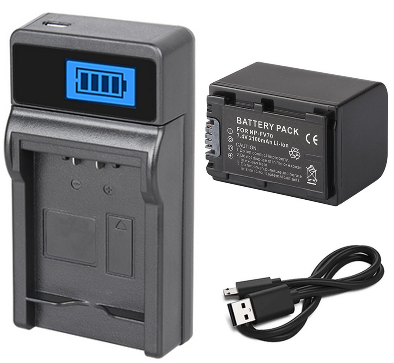Chargeur Micro USB Vhbw Pour Caméra Sony DCR-SX45, SX65, SX85, DSC-HX1 - Bloc + Câble 40 Cm Noir