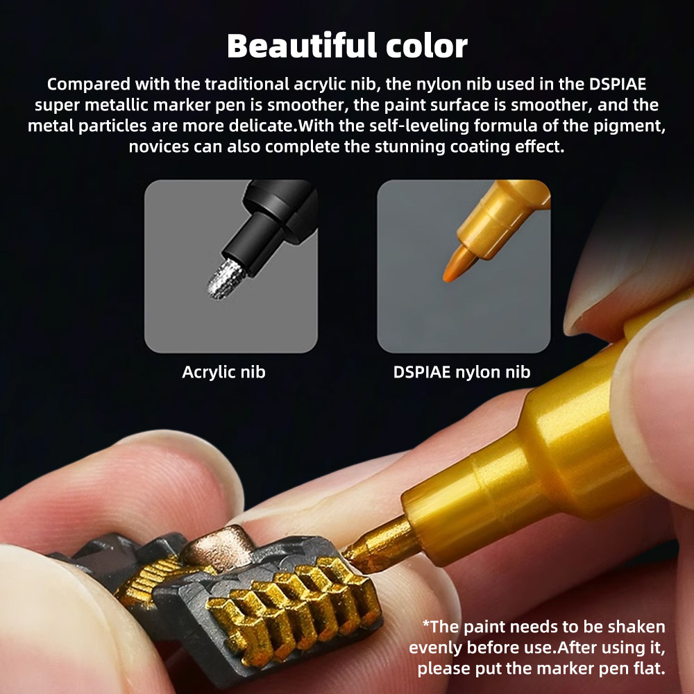 DSPIAE MKA 12 Farben Super metallisch Marker Pinsel Stift Wasserbasis Weichen Kopf farbe für Gundam Mecha Modellbau Hobby DIY Werkzeug