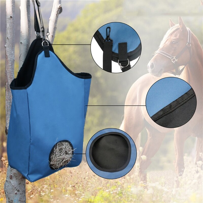 3-Pack Goat Hay Bag With Adjustable Feeding Hole – 800D Oxford Cloth, Waterproof Lining, Metal Hooks For Sheep, Ponies & Livestock (Black)