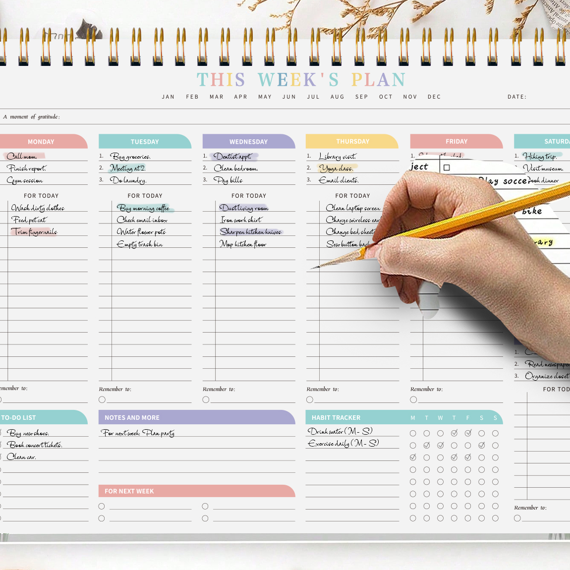 Minimalist Weekly Planner Pad | Undated Schedule Organizer with Habit Tracker & To-Do List | Daily Task Notepad