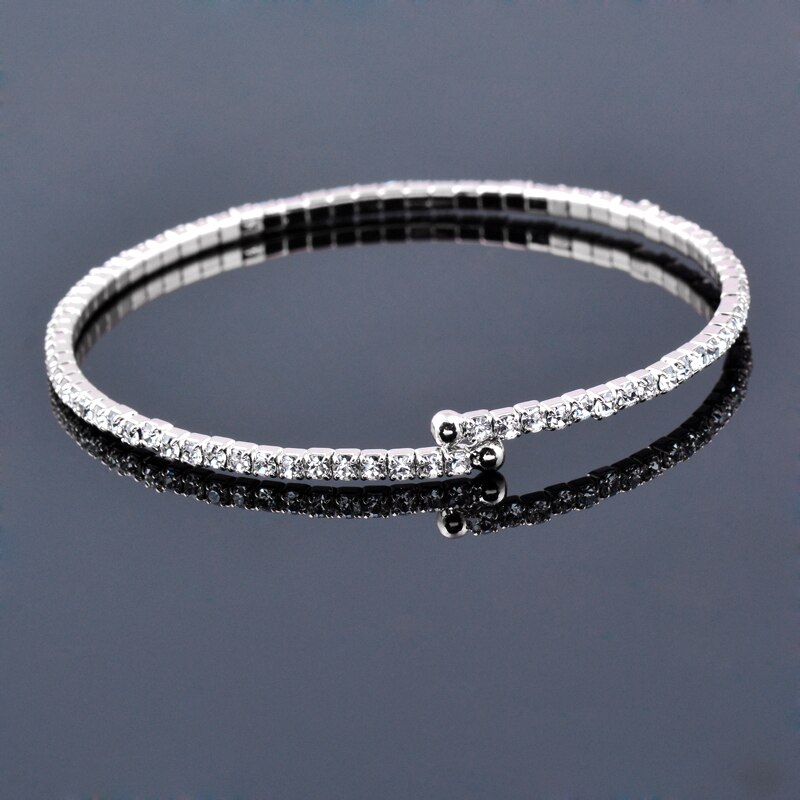 Sinleery Trendy 3 Kleuren Vol Strass Dunne Open Verstelbare Bangle Armbanden Voor Vrouwen Lover Pulseira Feminina ZD1 Ssk: white gold plated