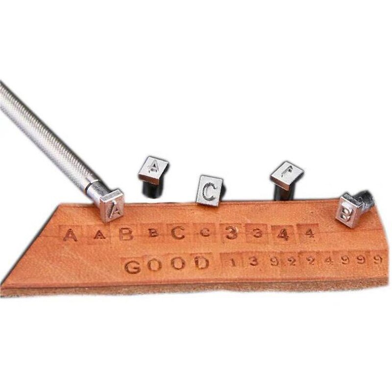 Juego de estampado de cuero con letras y números del alfabeto, perforadora de acero de 3,5/6,5mm, herramienta para artesanía de cuero, 36 piezas