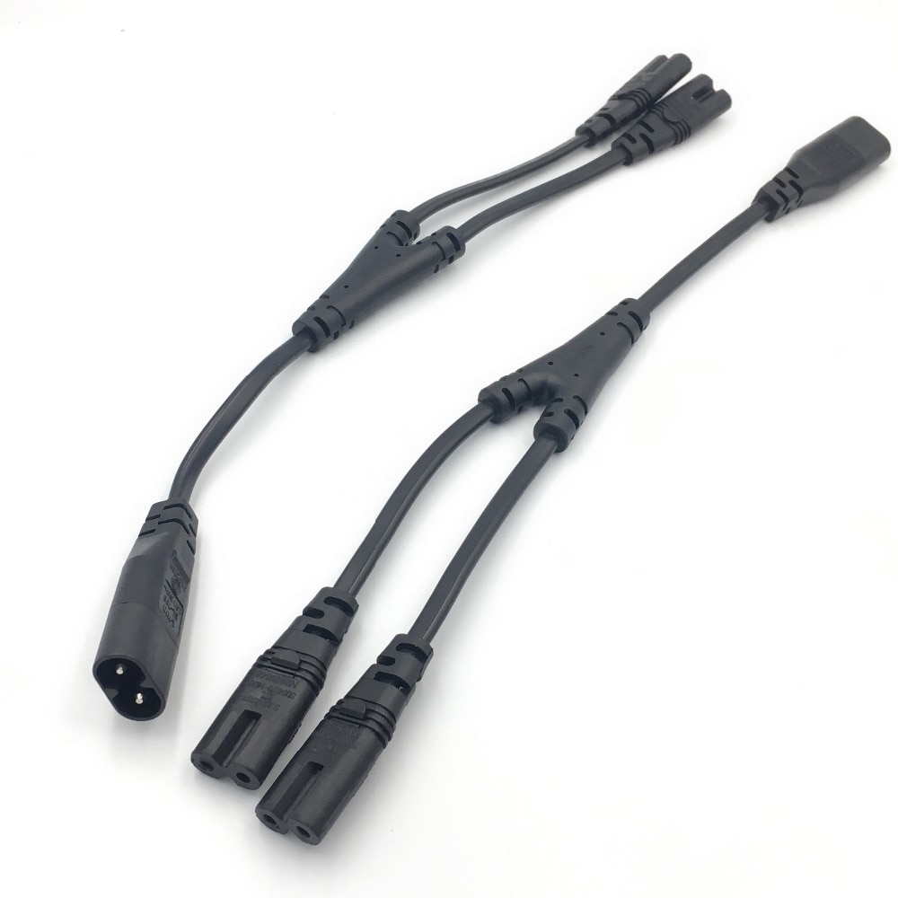 1PC IEC 320 C8 2Pin Male naar 2 x C7 Vrouwelijke Y Split Power Cable Ongeveer 28CM