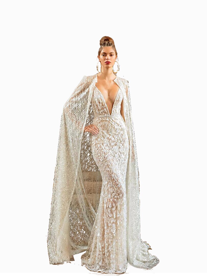 Wedding shawl white geometric cross little sequin dress shawl ivory white sequins women cape