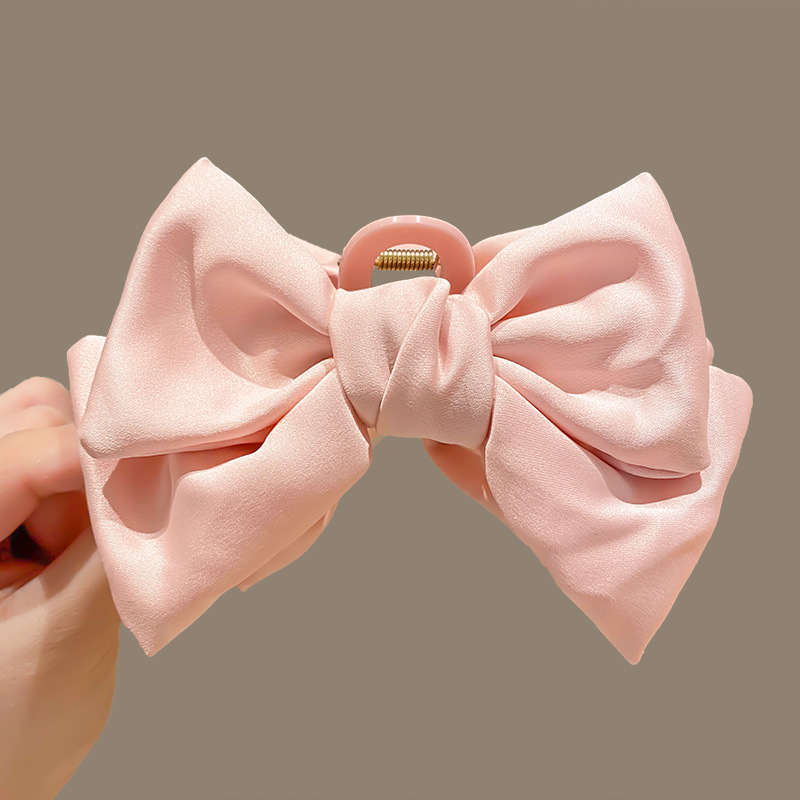 Hair clip with bow, large shark claw, hair clips, solid bow, hairpin, ponytail clips, women's hair accessories, headbands: Pink