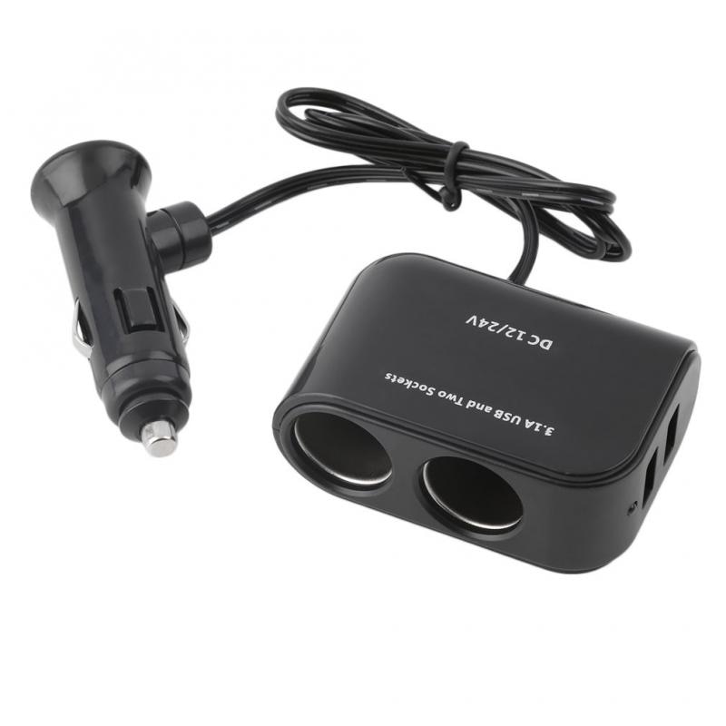 Universele Sigarettenaansteker In-Auto Pda Voeding 2 Usb-poorten &amp; 2 Sockets Splitter 12V autolader Auto Accessoires
