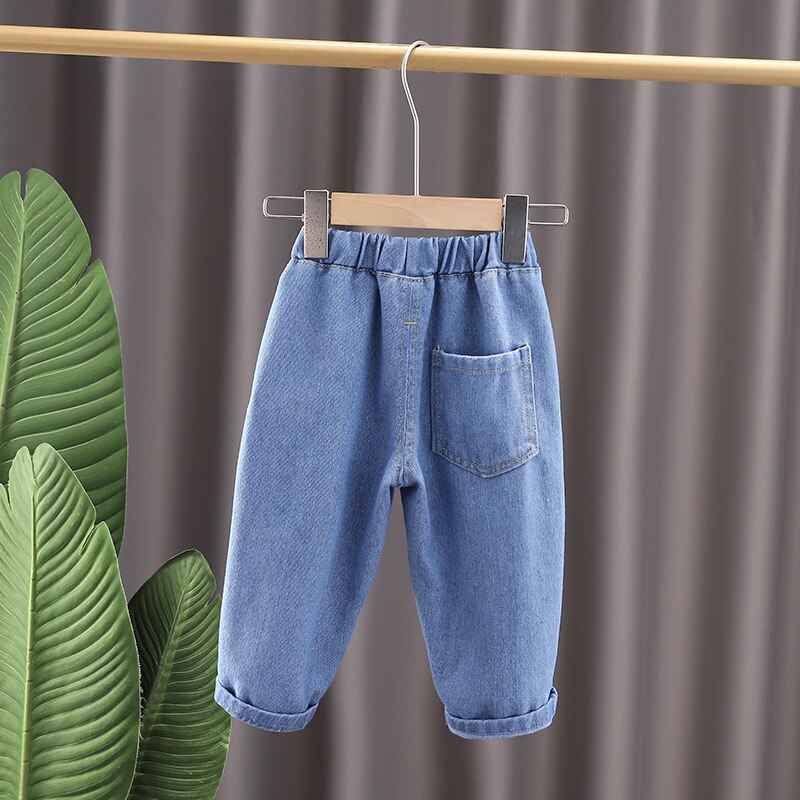 Spring Kids Jeans Boys Girls Solid Jeans Children Jeans for Boys Casual Denim Pants Toddler 0-5 YEARS
