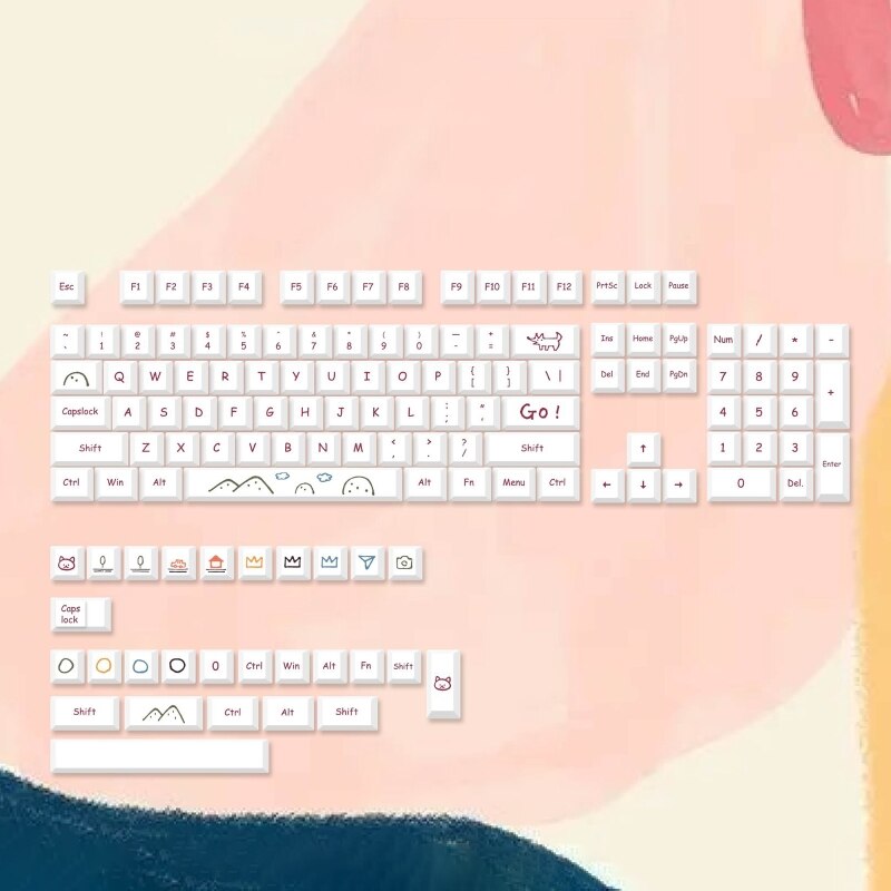 132 xda pbt dye sub keycaps diy graffiti cartoon theme minimalist für cherry gmmk pro mechanische tastatur