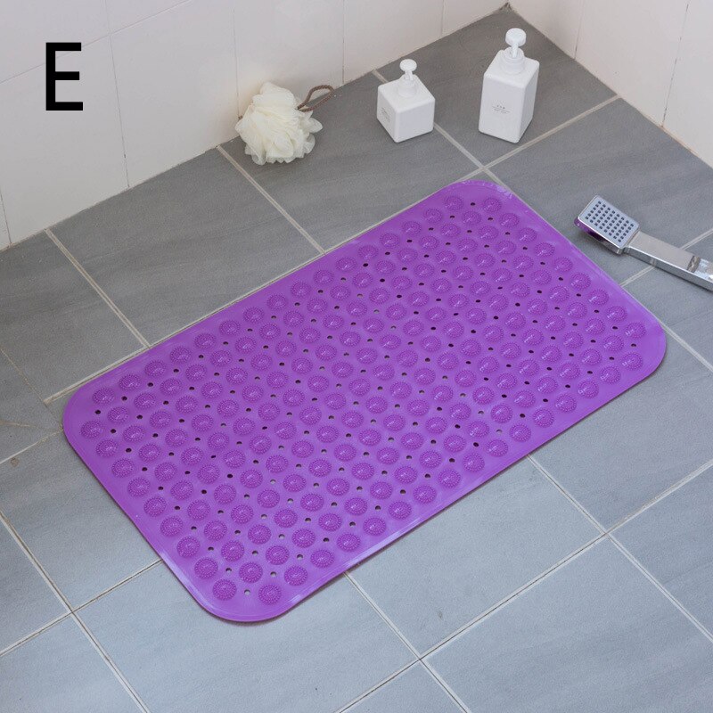 Long PVC Bath Mat Massage Bathroom Rugs Safety Anti Slip Shower Bathtub Mat Suction Cup Floor Mat Foot Pad 40x100cm: E