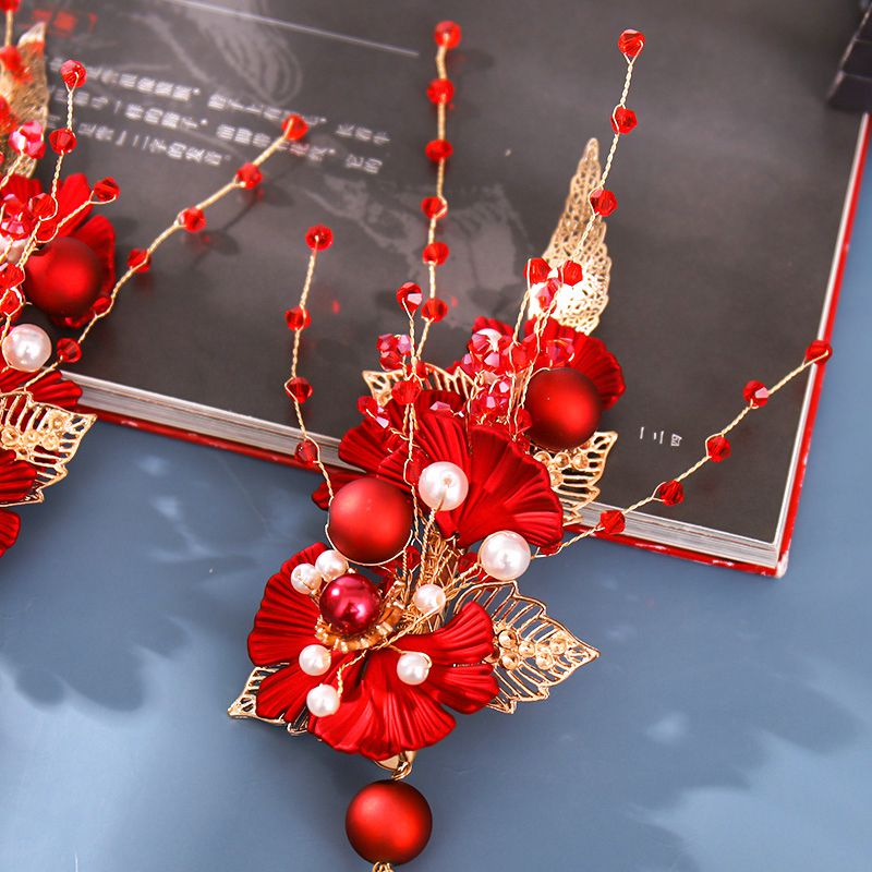 Jahrgang rot haarnadel, chinesische hanfu-haaraccessoires für damen, haarspange