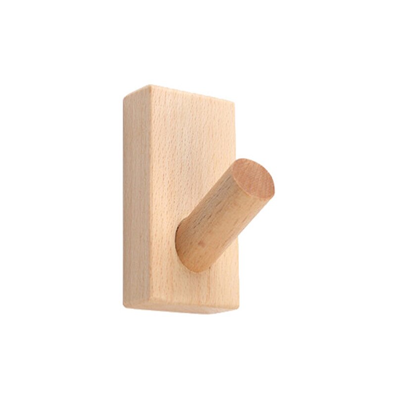 Ganchos de madera Natural para colgar ropa, perchero montado en la pared, soporte decorativo para llaves, sombrero, bufanda, bolso, colgador de almacenamiento, estante de baño: A