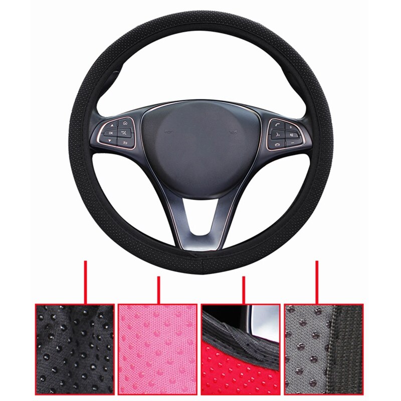 Auto Wheel Covers Car Steering Wheel Cover Silicone Cloth Wrap Fabric Particles Massage Non-slip Sport Style Car Seat Cushion