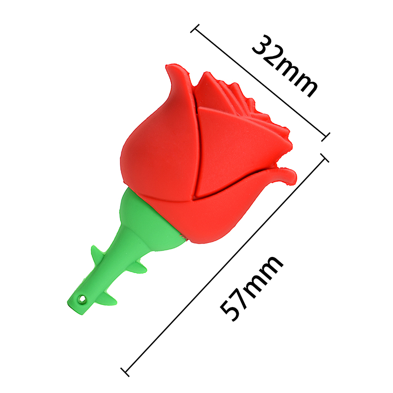 Unidades flash USB de rosa roja de dibujos animados, memoria rosa de 128GB, 64GB, para niños, Pen Drive, llavero colgante gratuito de 32GB