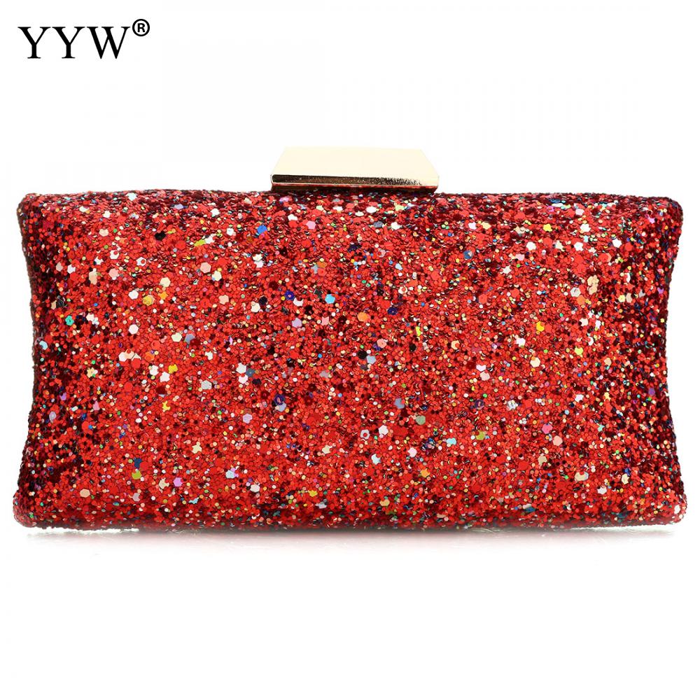 YYW Pailletten Schouder Plastic Handtas Mode Clutch Bag Mooie Avondtasje Voor Vrouwen Bolsos De Fiesta Para Mujer: red