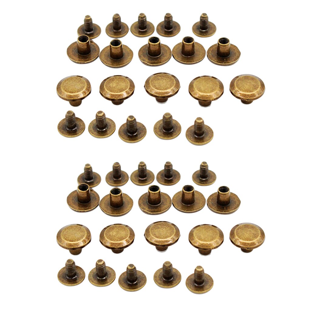 20 Sets Screw 10mm Round Head Metal Binding Screws Rivet Book Binding DIY Leather Craft