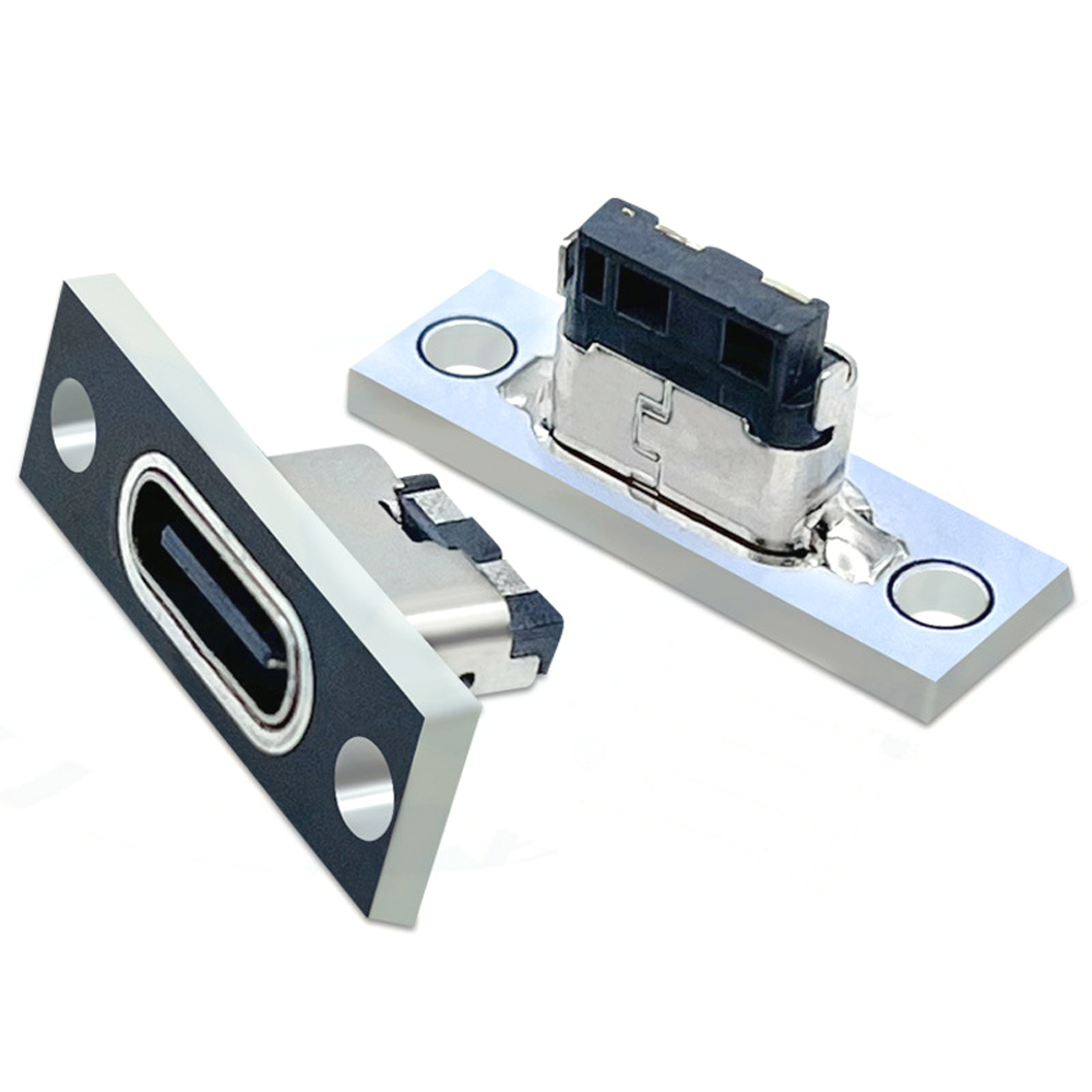 1-10 Uds conector USB tipo C 3,1 tipo C 2 pines 4 pines conector hembra puerto de carga USB 3,1 tipo C enchufe con placa de fijación de tornillo