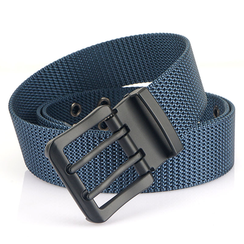 MEDYLA Classic Canvas Belt Men Metal Double Pin Buckle Casual Strap Belt for Men Strap MN3008: green / 110cm