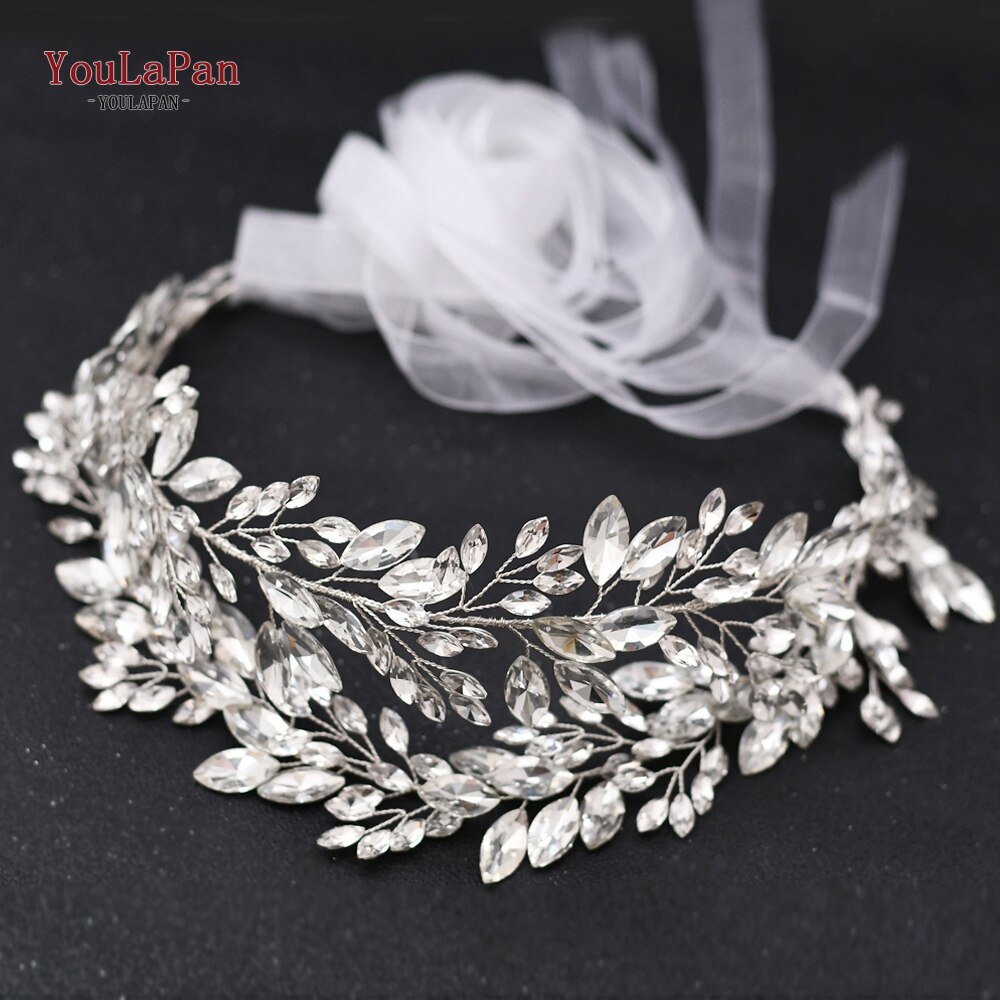 YouLaPan SH304 Handgemachte Strass Gürtel Silber Hochzeit Kleid Gürtel Schärpe Stirnband Prom Abendkleider Zubehör für Frauen: Weiß Organza