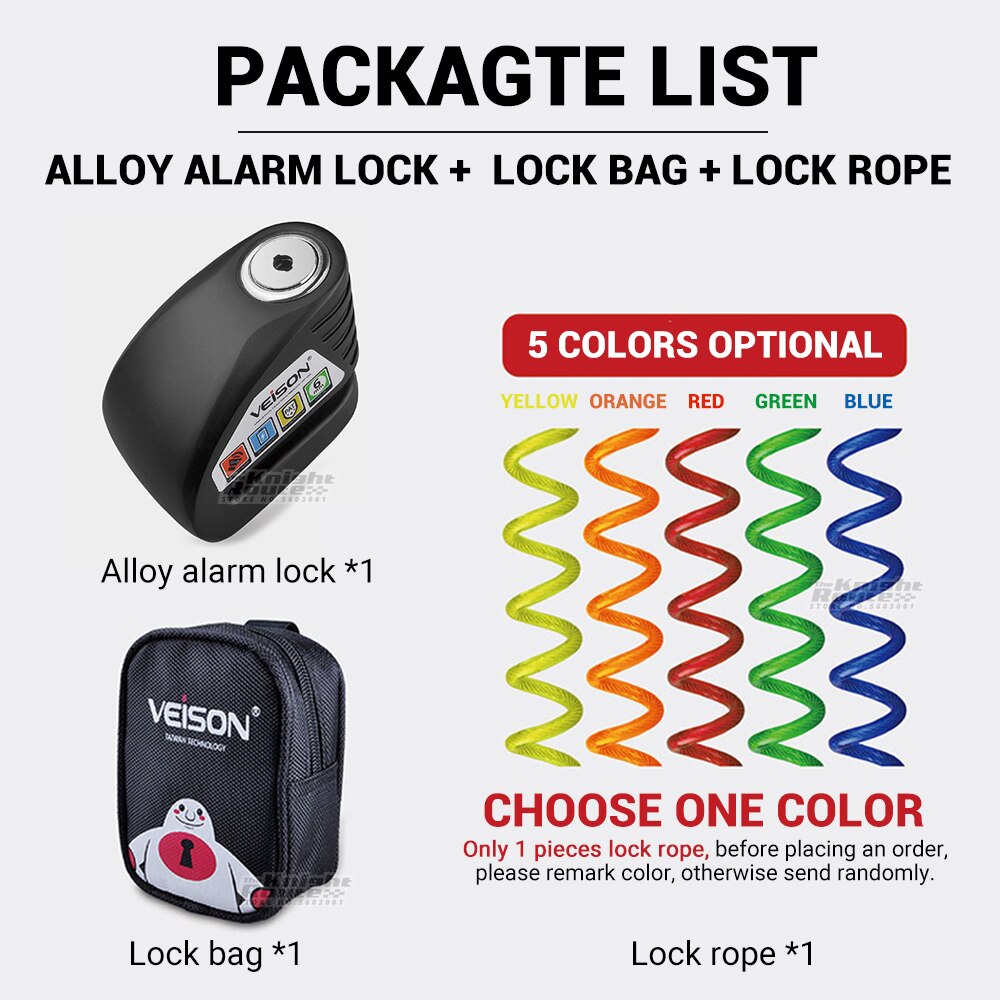 Veison Motorfiets Alarm 130dB Anti-Diefstal Motorfiets Slot Fiets Alarm 304 Rvs Disc Quad Lock Fietsslot Motopadlock: ALLOY BK E SET