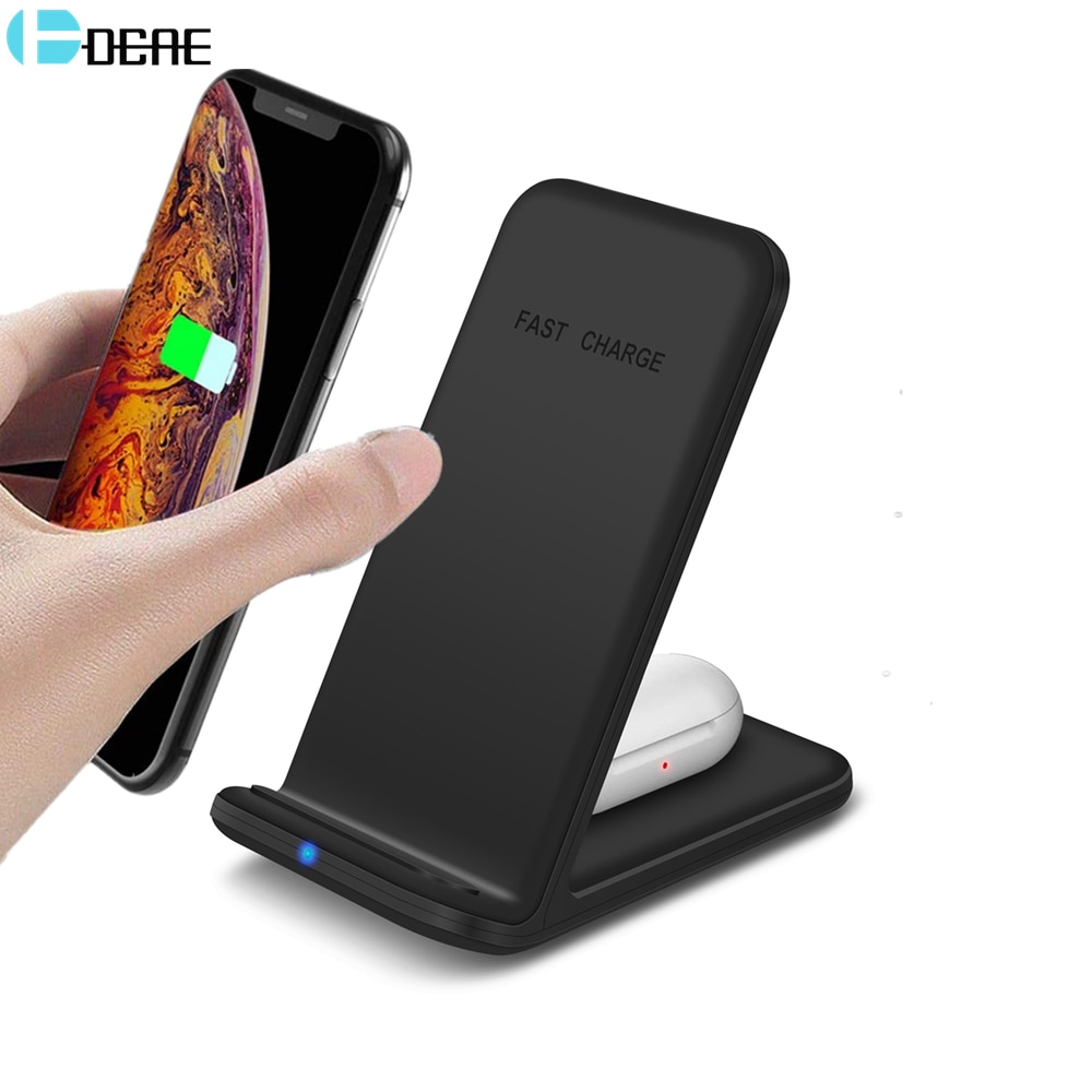 15W 2 en 1 chargeur rapide sans fil Station d'accueil pour iPhone 11 XS XR X 8 Airpods Pro Qi support de chargeur à induction pour Samsung S20 S10