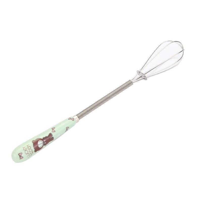 Multifunction Ceramic Handle Stainless Steel Hand Egg Beater Manual Egg Stirring Whisk E5M1: Blue