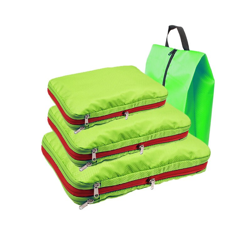 Men's Women Compression Packing Cubes Travel Luggage Organizer Waterproof Nylon Large Capacity Foldable Travel Bag Set: Green 1