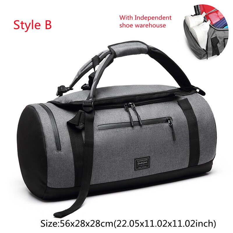 High Capacity Travel Tote Multifunction Cosmetic Clothes Storage Duffle Shoulder Bags Sports Fitness Handbag Accessories Supplie: B Gray