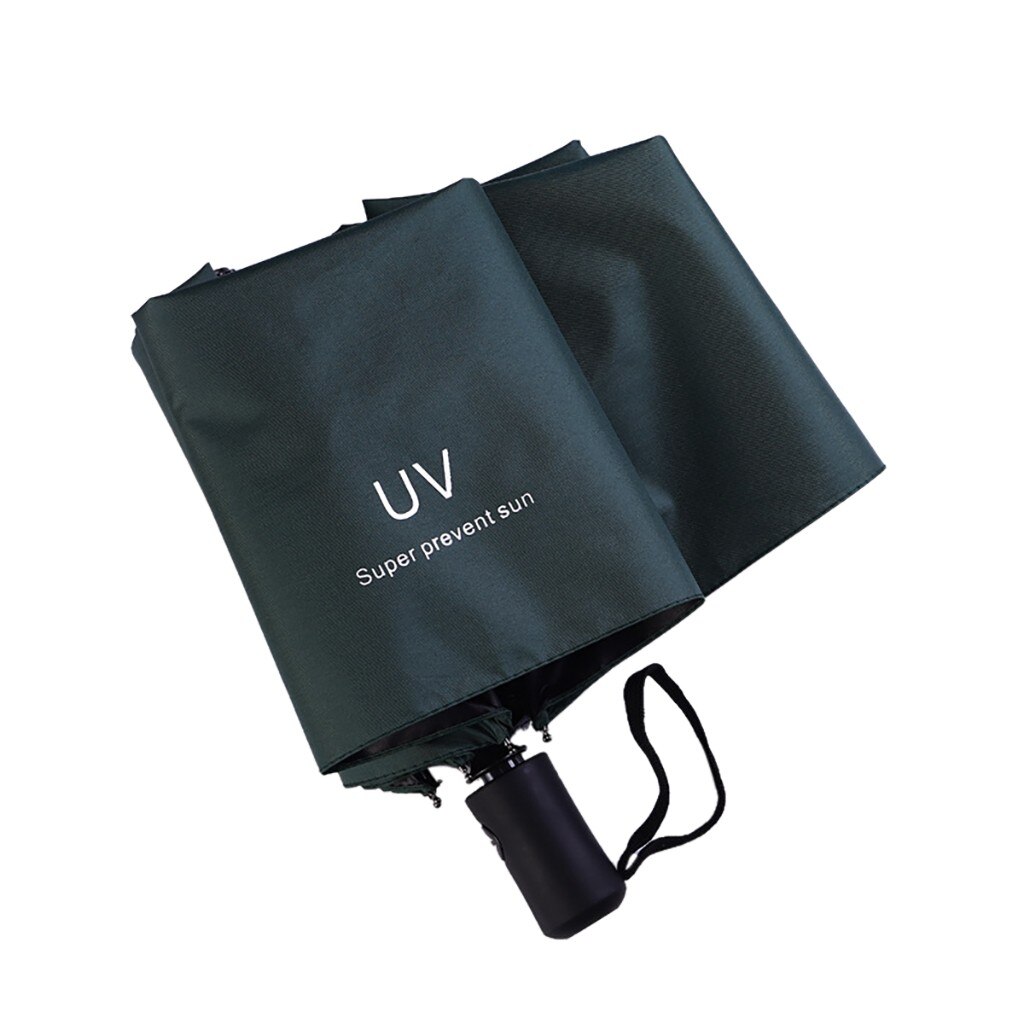 Automatic Reverse Umbrella 8 Bone Tri-fold Reverse Umbrella Letter Anti Uv Umbrellas Automatic Adjustable Lightweight Parasol: Green