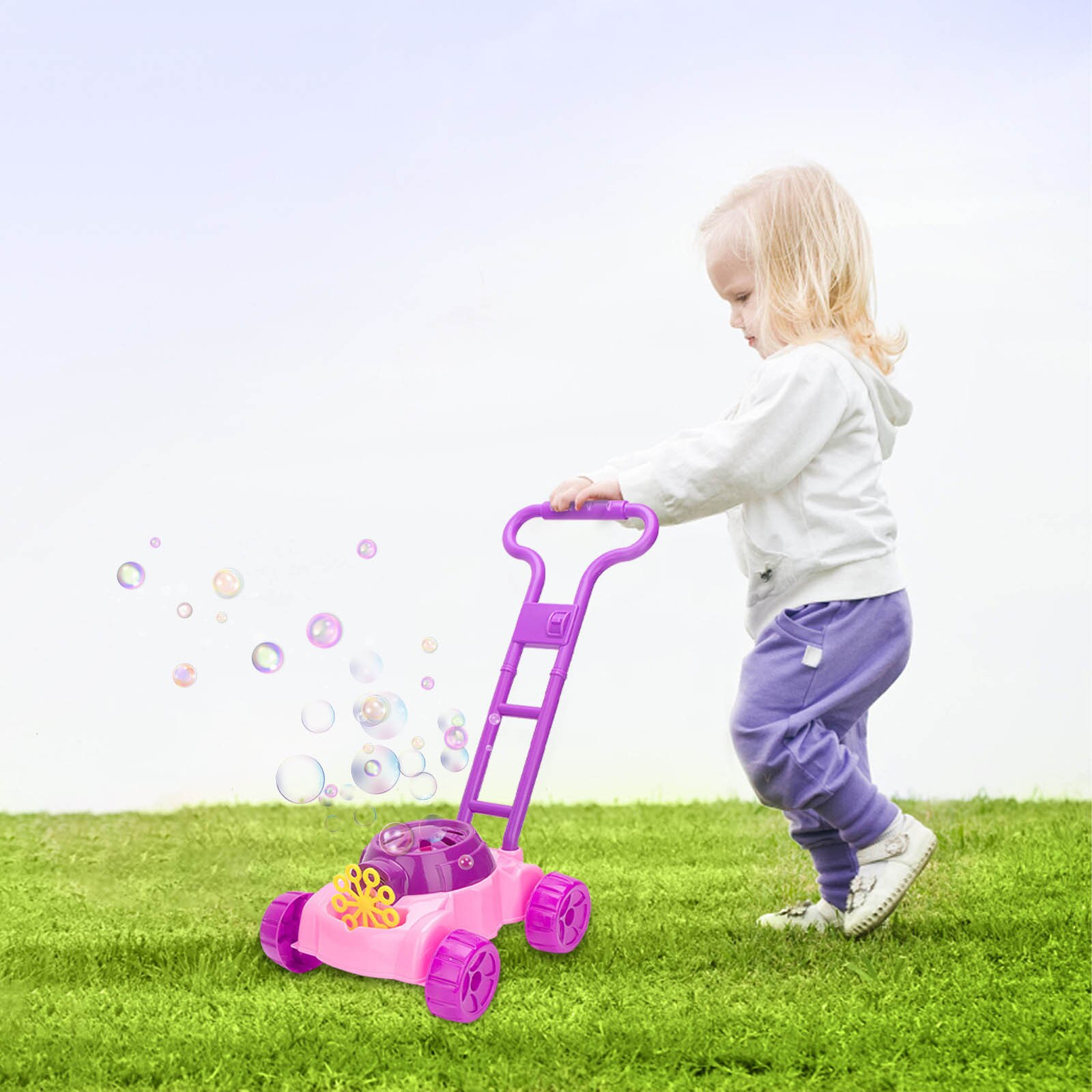 1Set Hand Push Bubble Auto Wandelaar Push Speelgoed Kinderen Bubble Grasmaaier Outdoor Draagbare Interactieve Aanwezig Voor Kinderen Kids