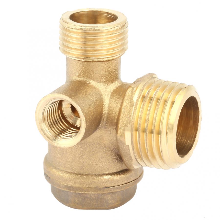3 Port Brass Air Compressor Male Threaded Check Valve Tube Connector Tool Manual Flush Valve