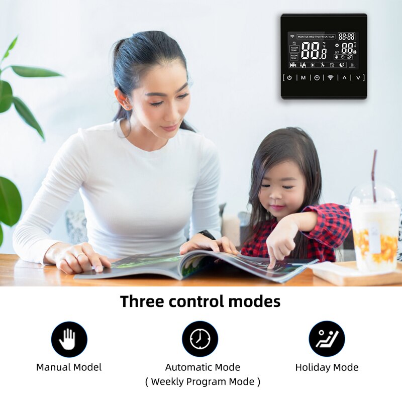 WiFi Smart Thermostat Temperature Controller for Gas Boiler Electric Underfloor Heating Humidity Display Works With Alexa