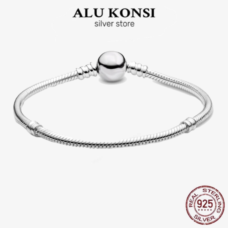 Echtes armband aus 100% 925 sterlingsilber-pfannen, liebesherz-armband für damen, passend für originellen diy-charm-schmuck