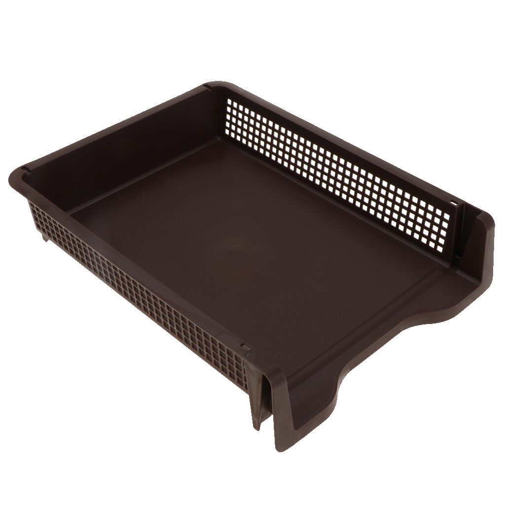 Acrylic Side Load Stackable A4 Paper Tray Organizer Folders Storage: Brown