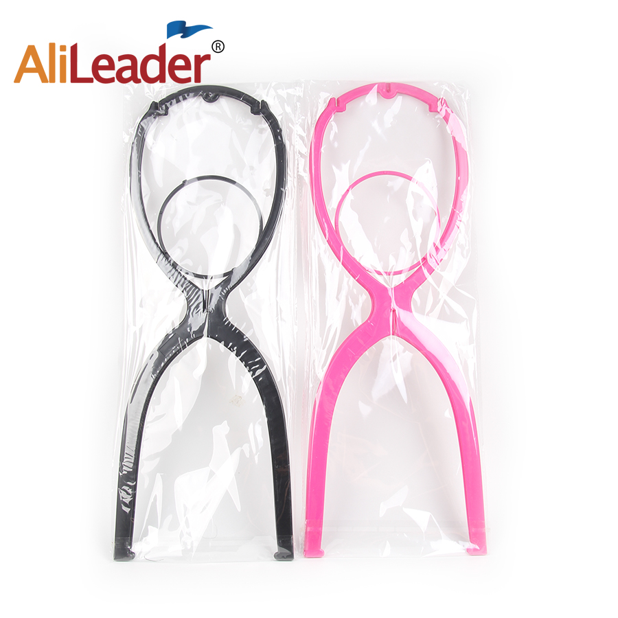 Høj pink sort paryk styling stativ plast paryk holder stand bærbar foldning til styling tørre display til kvinder 51cm