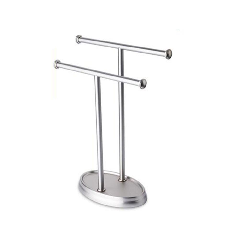 Handdoek Houder 27 cm Rvs Keuken Badkamer Handdoek Houder Voor Handdoeken Bar Rail Hanger Dubbele T- vormige Handdoekenrek #: Silver